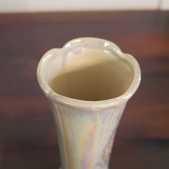 Vintage Iridescent Bud Vase with Floral Design - Picture 5 of 9